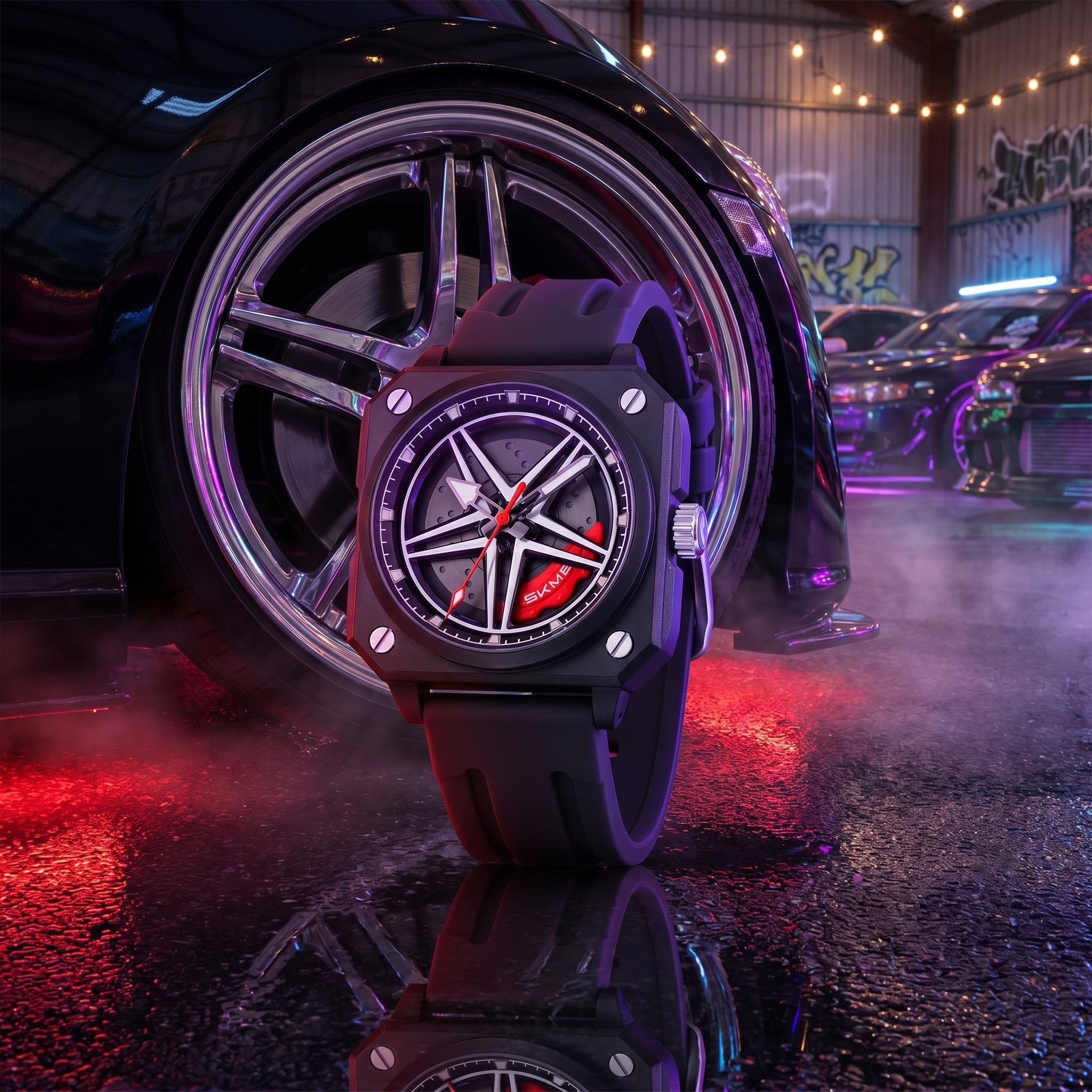Skmei 2362 Trendy Wheel Spinner Quartz Silicon Strap - Black