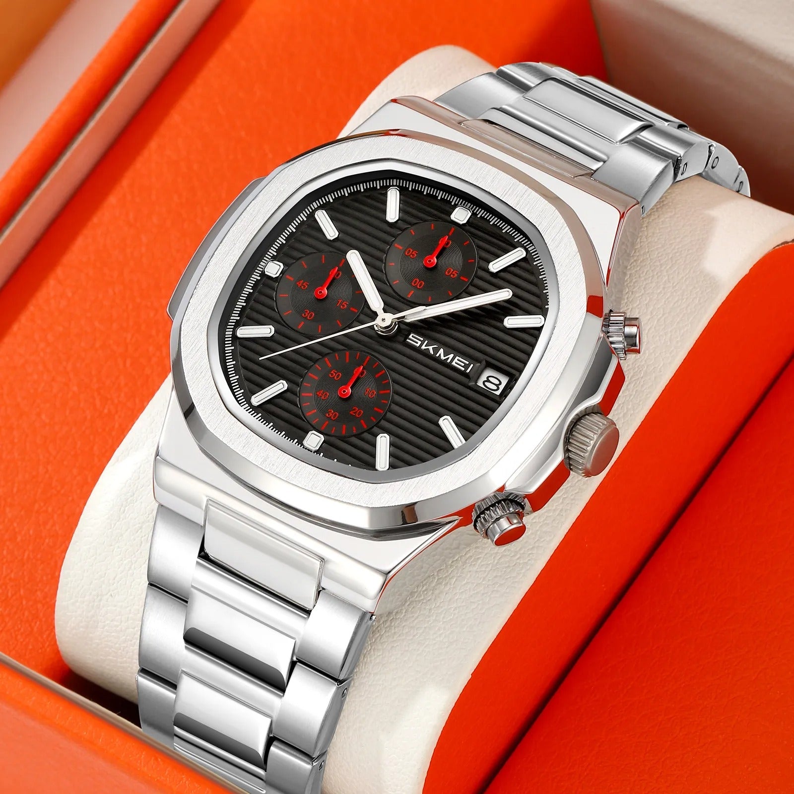 Skmei – 9374 – Chronograph Edition Watch – Silver/Black image 1