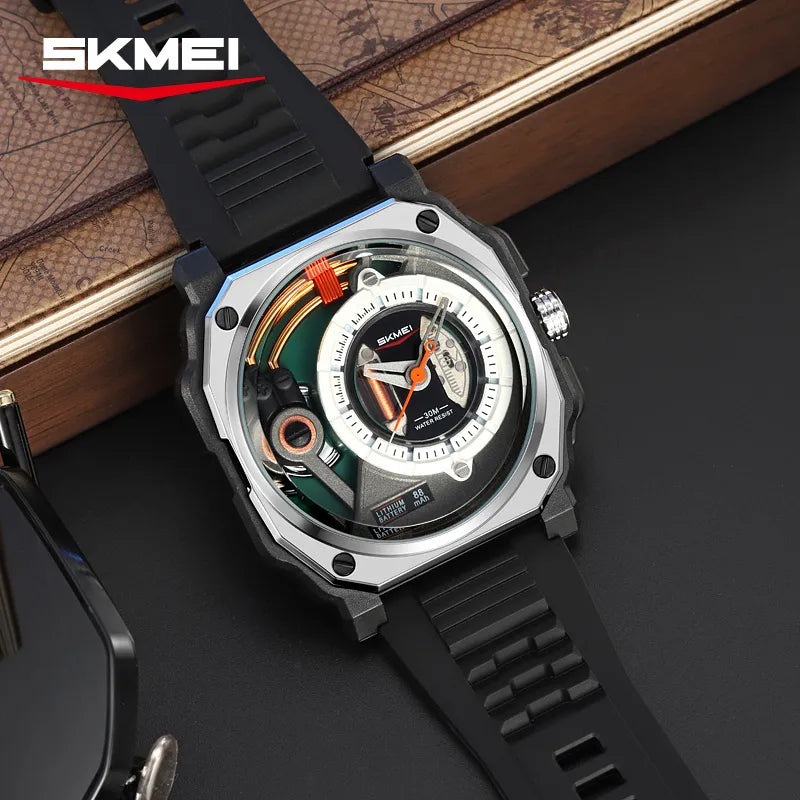 SKMEI - 2533 - Luxurious Creative Gentleman Business Boutique Dial Quartz Watch - silver/black image 1