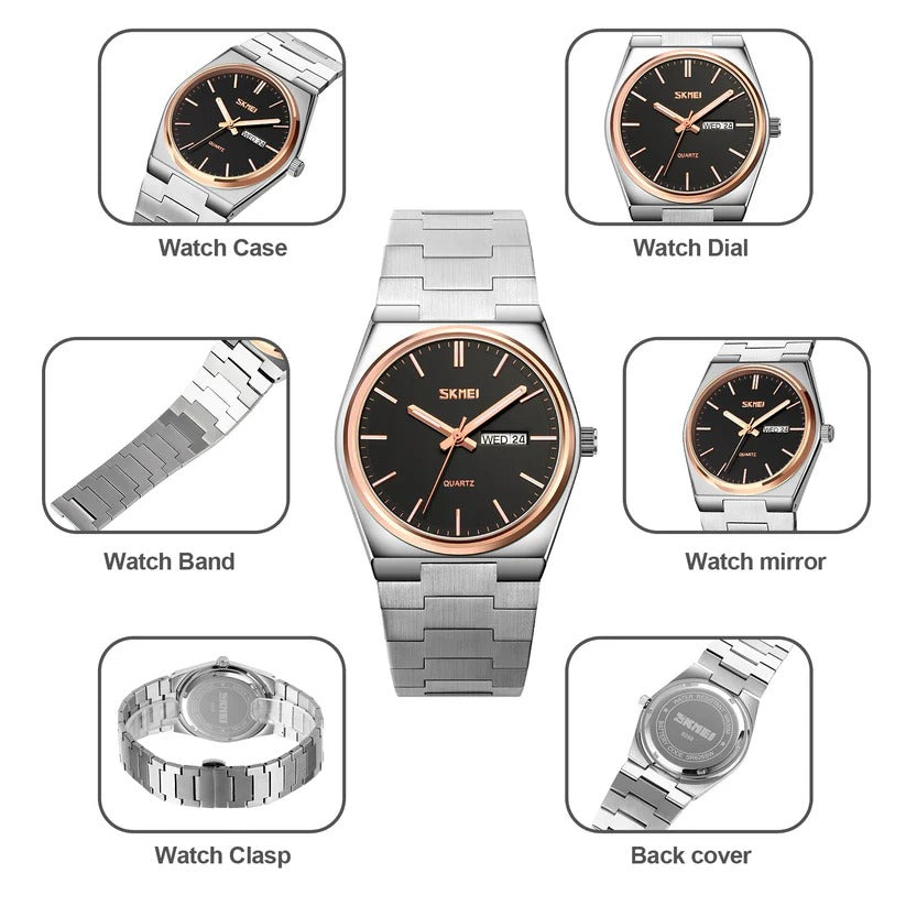 SKMEI - 9288 - Business Class Luxury Watch - Silver/Rosegold-Black image 8