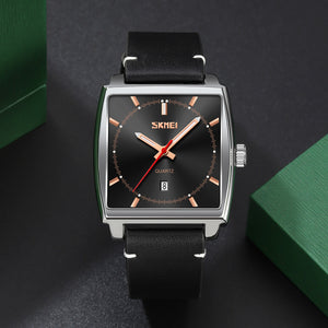 Skmei - 9316 - Elegant Square Analog Watch - silver/black image 1