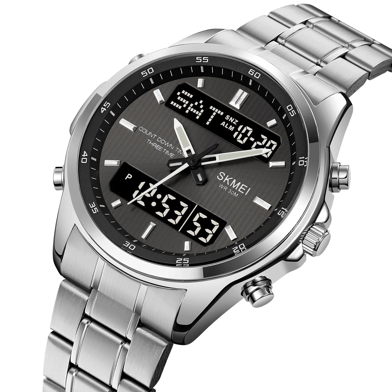 Skmei - 2049 - Multifunctional Waterproof Watch - Silver/Black image 1