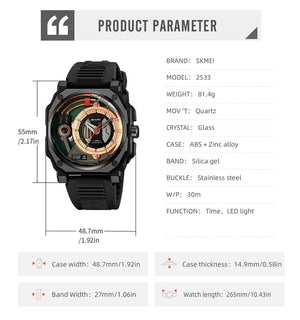 SKMEI - 2533 - Luxurious Creative Gentleman Business Boutique Dial Quartz Watch - black/black image 3