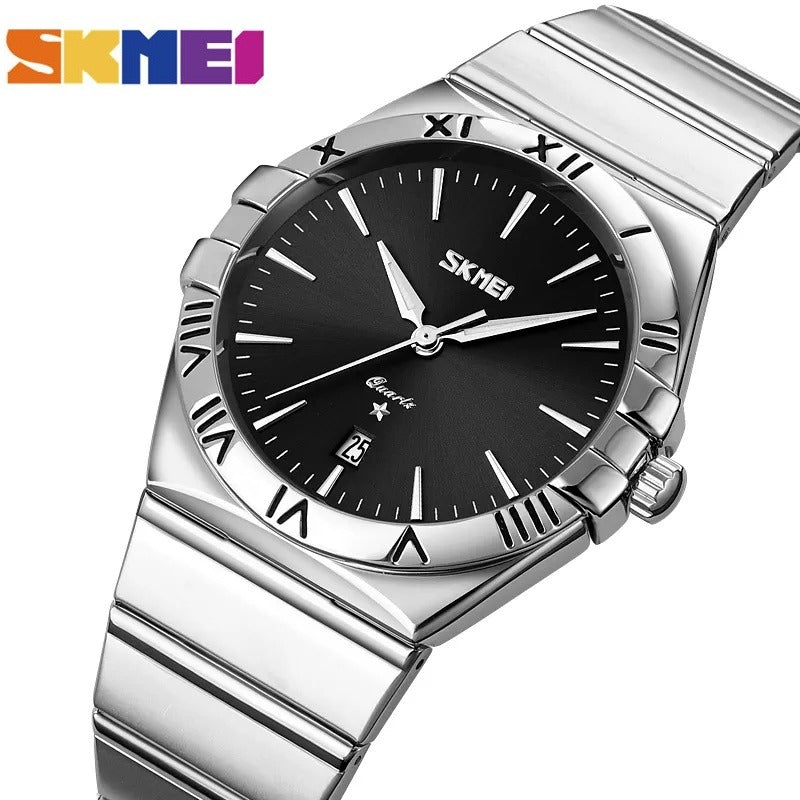 SKMEI - 9257 - Business Stainless Steel Band Men's Watch - silver black (man) image 0