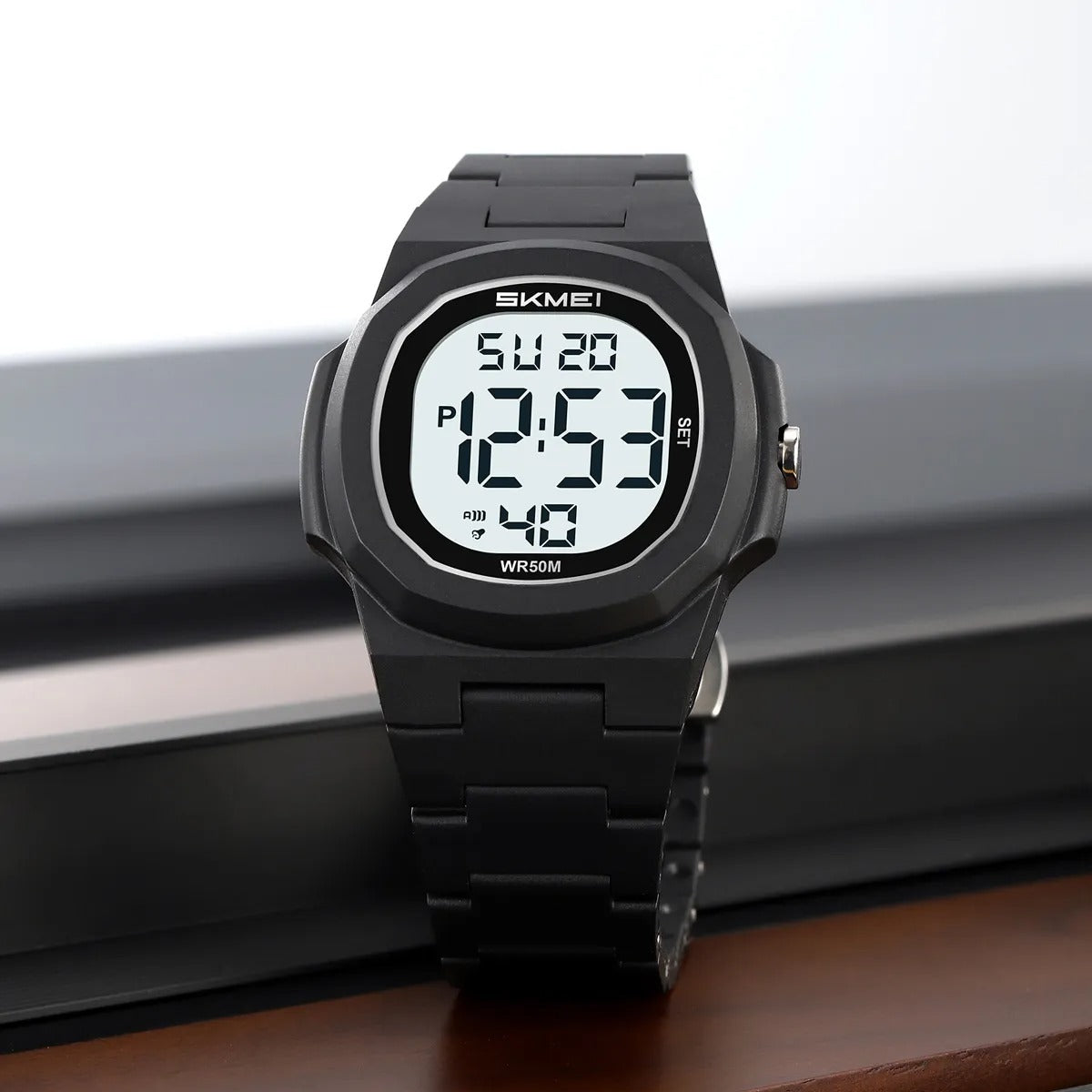 SKMEI 2428 Digital Casual Sports Watch - Black/White image 1