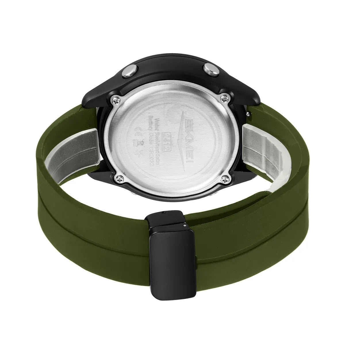 SKMEI 2412 Digital Countdown World Time Sports Watch - armygreen/silicon image 3