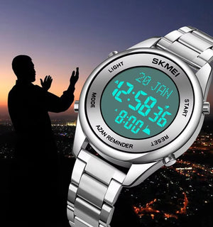 SKMEI - 1861 - Qibla Azan Time Reminder Prayer Watch - Silver/white image 4
