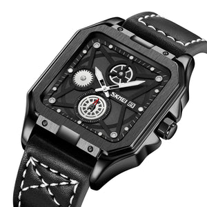 SKMEI - 9330 - Premium Down Second Square Dial Watch - black/black image 1
