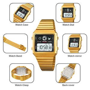 SKMEI - 2450 - Classic Retro Digital Watch - Gold image 3
