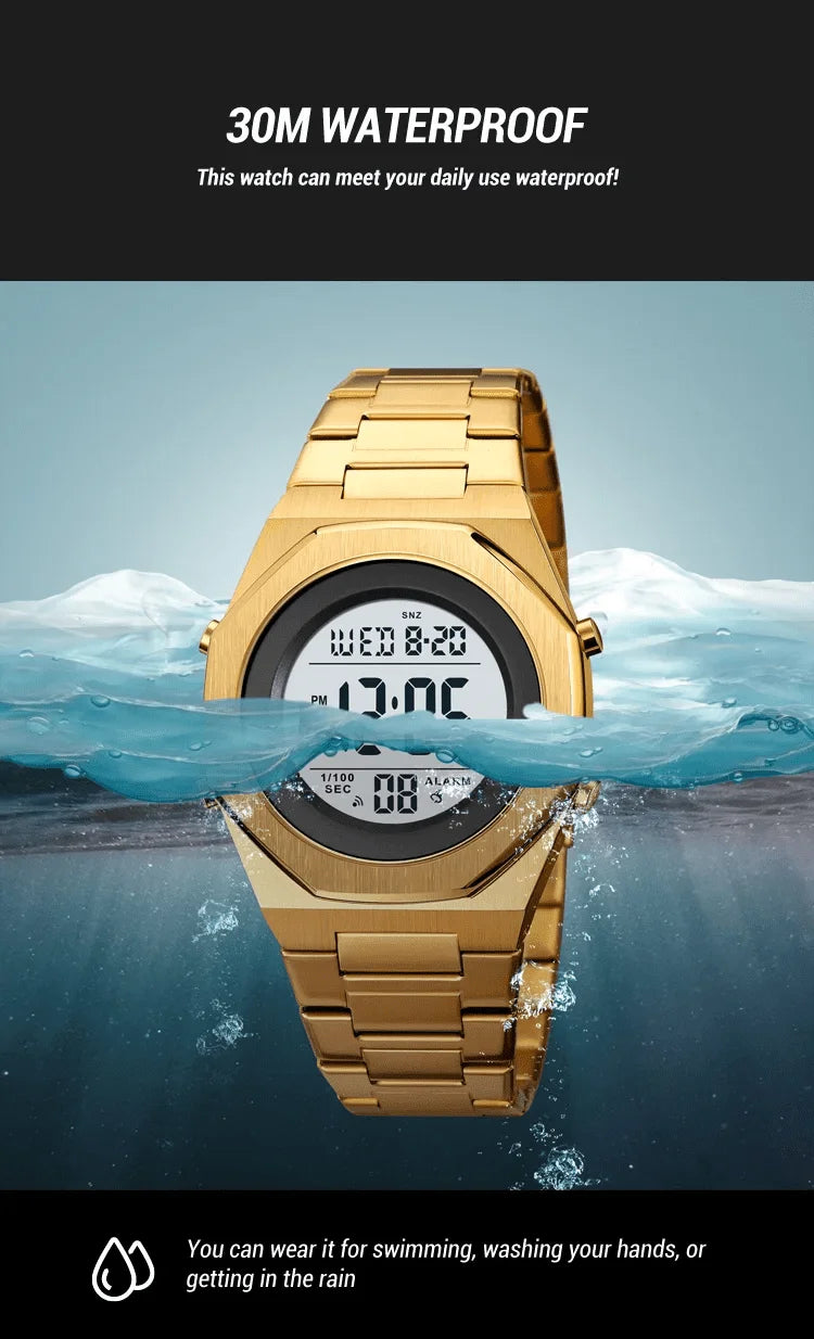 Skmei - 2066 - Digital Sports Waterproof Hand Multifunctional - Golden/White image 2