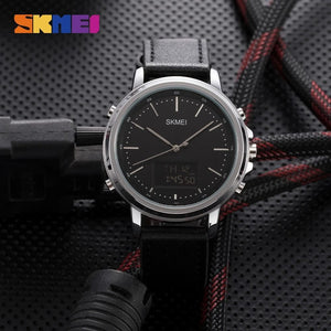 Skmei - 1652 (Strap) - Multifunctional Waterproof - Silver/Black-Leather image 1