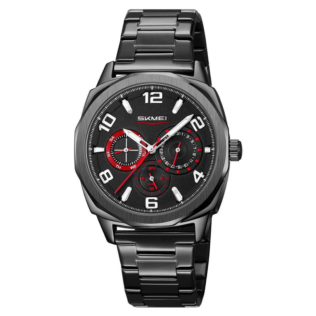 SKMEI - 9350 - 3ATM Waterproof Men Business Watch - Black/Black image 4