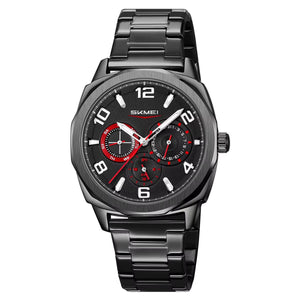 SKMEI - 9350 - 3ATM Waterproof Men Business Watch - Black/Black image 4