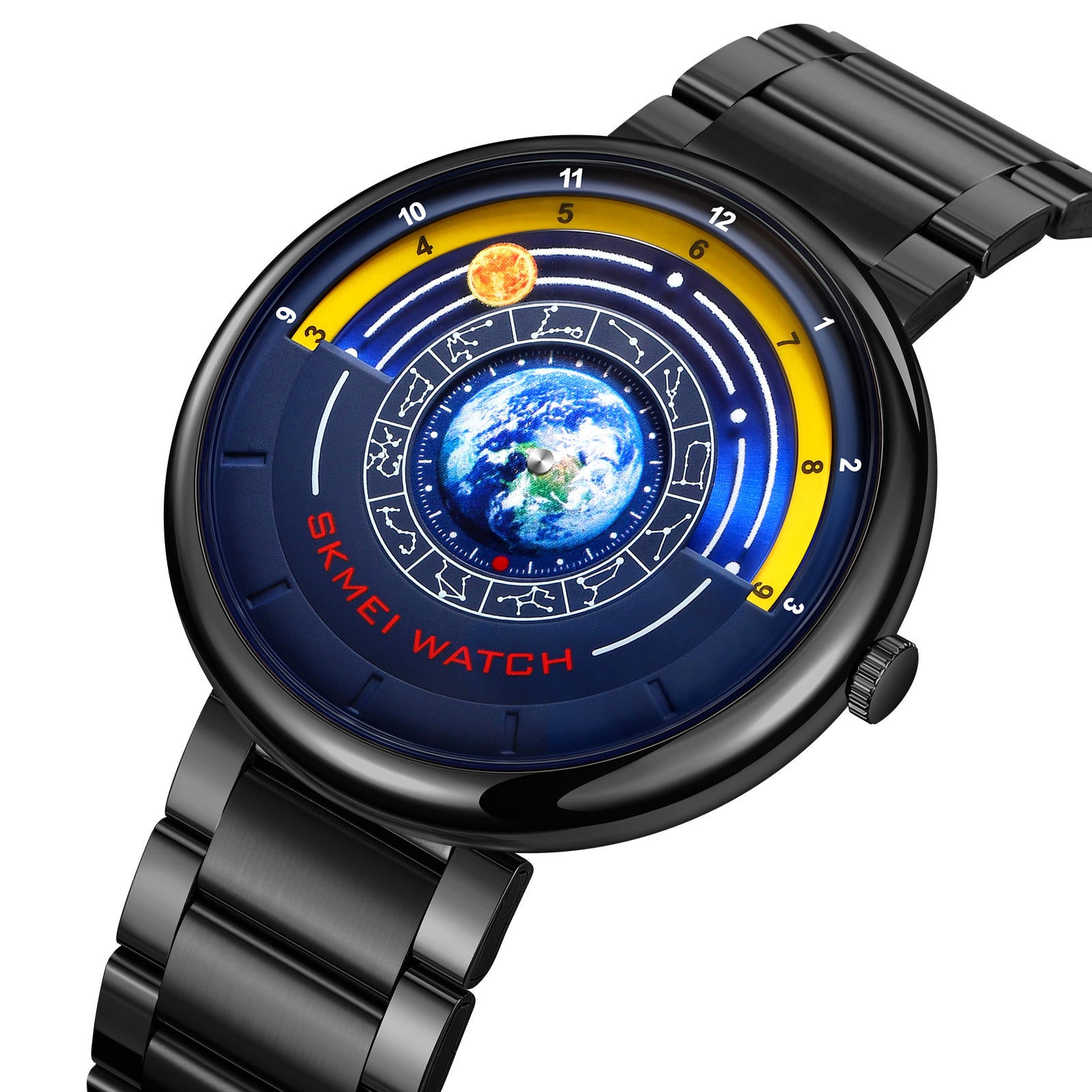 SKMEI - 2361 - Earth Orbit Quartz Watch - Black image 1