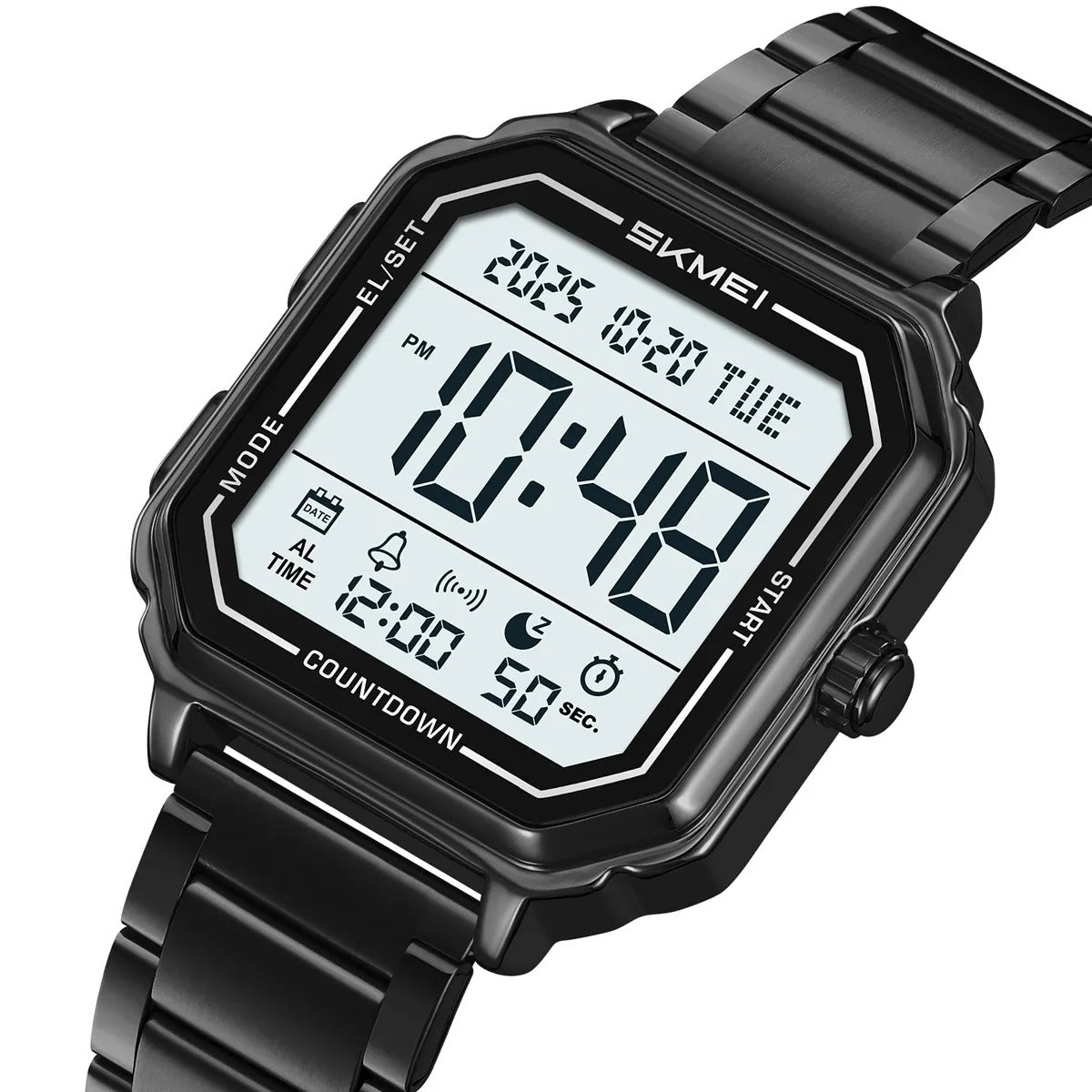 Skmei – 2559 – Digital Classic Sports Watch – Black/Steel Strap image 0