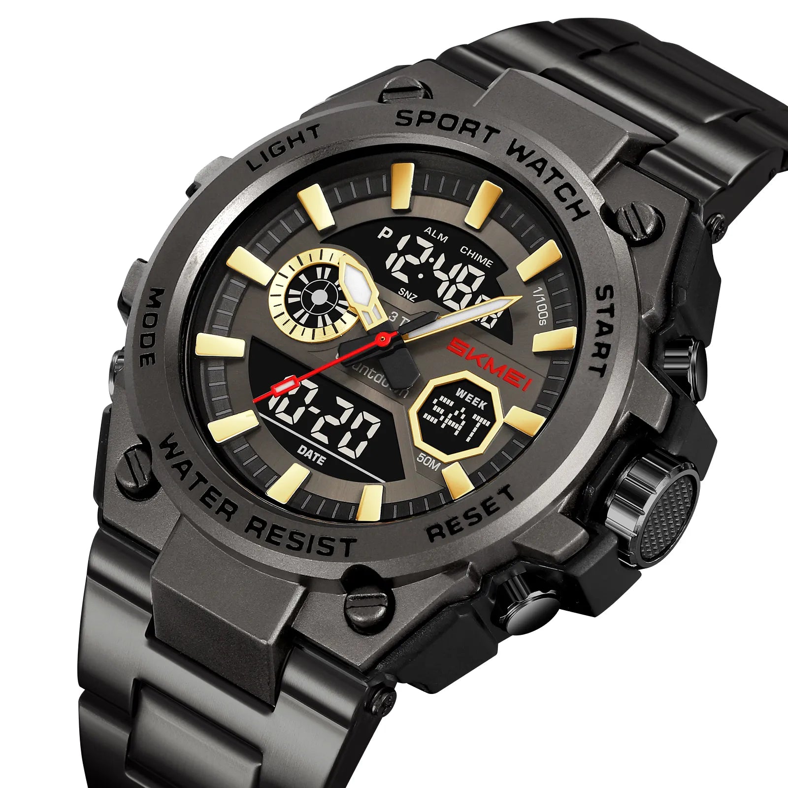 SKMEI - 2416 - Dual Display Sports Watch - black/gold image 1