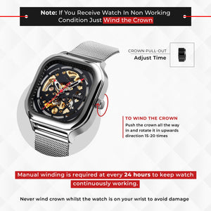 SKMEI - 9184 - Premium Automatic Skeleton Watch - silver/black image 1