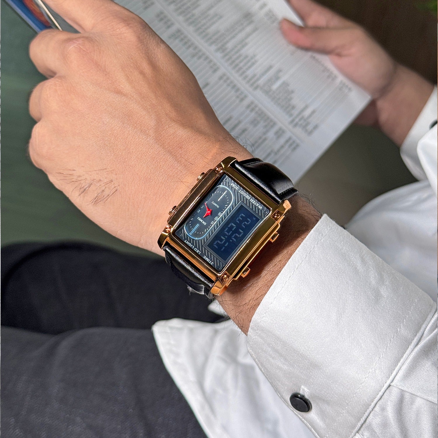 Skmei - 1868 (strap) - Digital LED Luminous Waterproof - RoseGold-Leather image 2