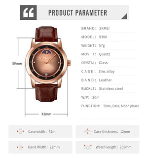 Skmei – 9300 – Elegant Moon Phase Edition Watch – Rose Gold / Rose Gold image 3