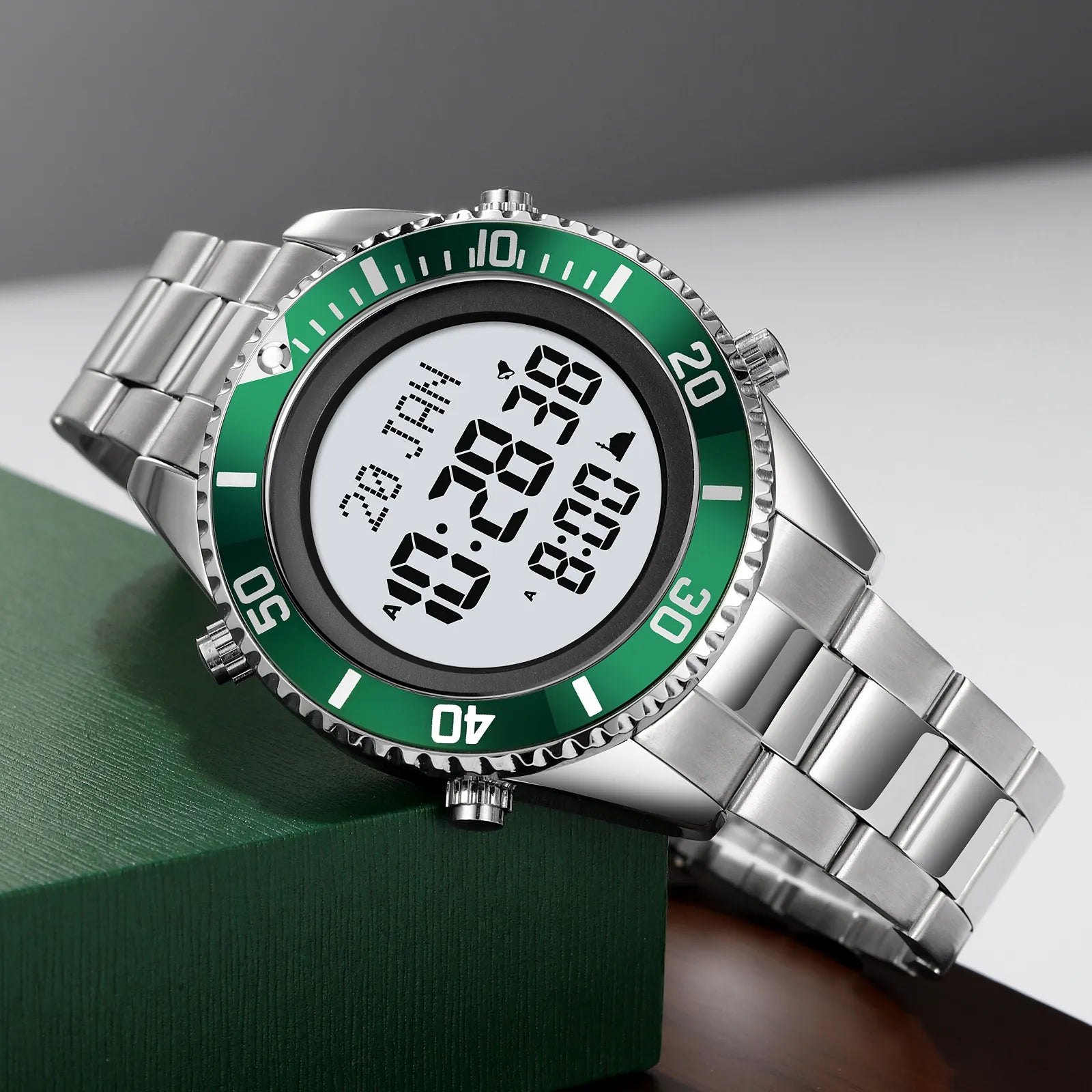 SKMEI - 2141 - Qibla Azan Time Reminder Prayer Watch - green image 0