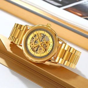 SKMEI - M035 - High Quality Mechanical Watch - gold-steel image 2