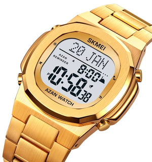 Skmei - 2036 - Azan Reminder Watch Waterproof - Gold/White image 1