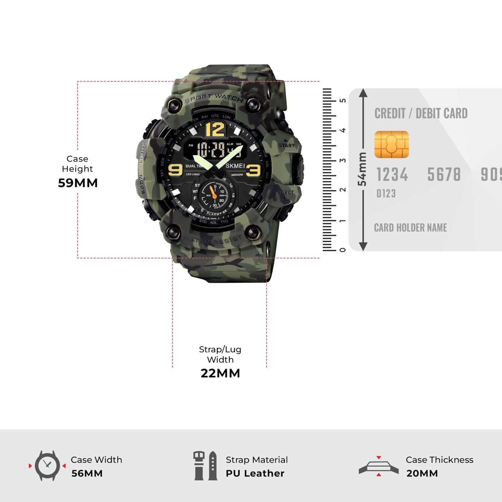 Skmei - 1637 - Warrior Dual Display Watch - Army Green Camo image 4