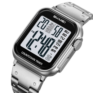 SKMEI 2447 Square Digital Countdown Timer Watch - silver/white