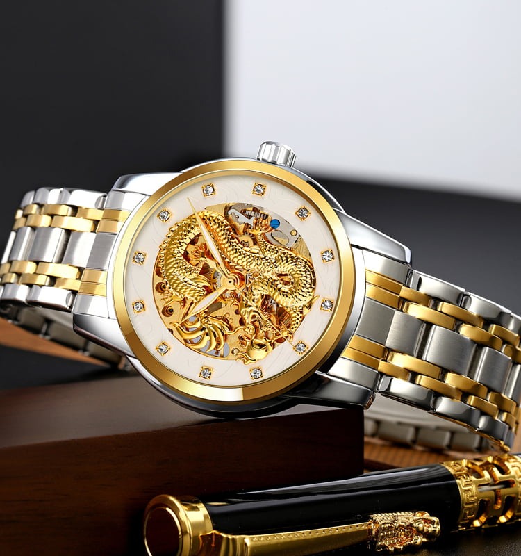 SKMEI - 9310 - Premium Dragon Automatic Watch - silver/silver image 2