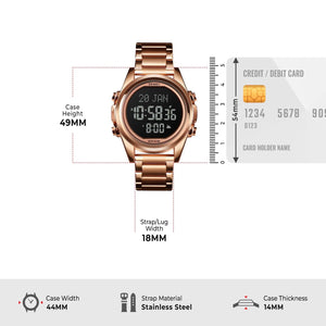 SKMEI - 1667 - Qibla Azan Time Reminder Prayer Watch - Rose gold/black image 4