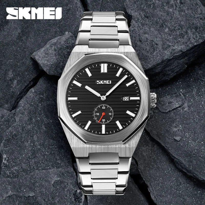 SKMEI - 9262 - High Quality Luxury Watch - Silver/Black image 3