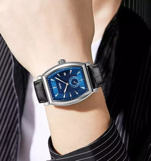 Skmei- 9306 - Leather Strap Quartz Alloy case Downsecond - silver blue image 2