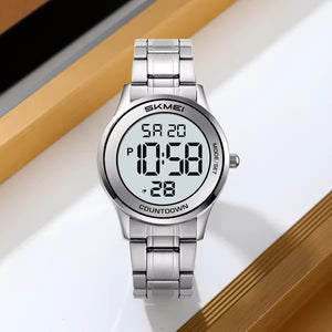 SKMEI 2425 Round Digital Countdown Watch - silver/white image 1