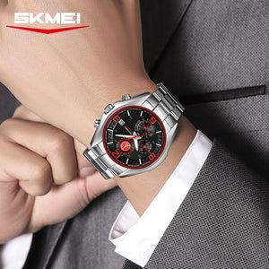SKMEI - 9346 - Sport Chronograph Quartz Stainless Steel Watch - red image 2