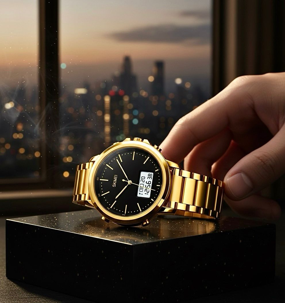 Skmei - 1652 (Chain) - Multifunctional Waterproof - Gold/White-Steel image 2