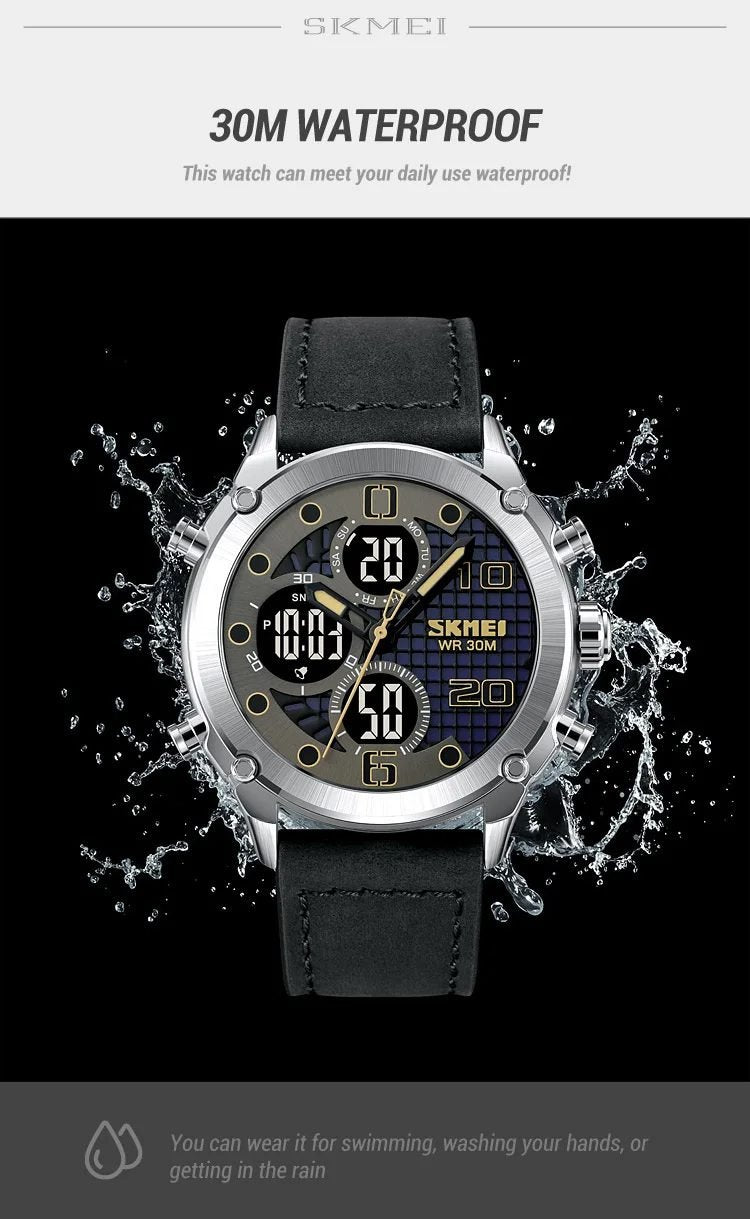 Skmei - 1975(strap)- Luminous 30m Waterproof Mutifunctional - Silver/Black-White image 1