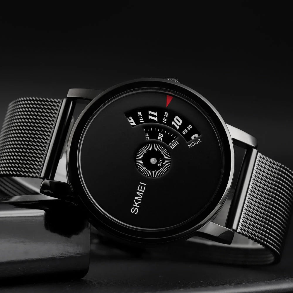 SKMEI - 1260 - Waterproof Business Watch For Men - black/black mesh belt image 2