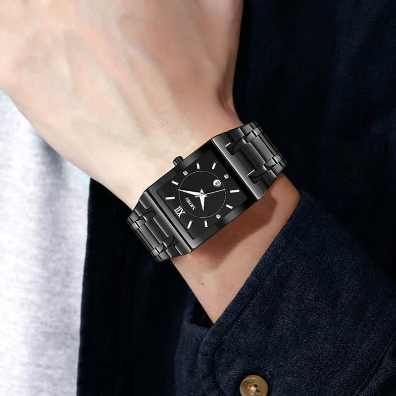 SKMEI 9263 Square Analog Quartz Watch - Black/Black image 1