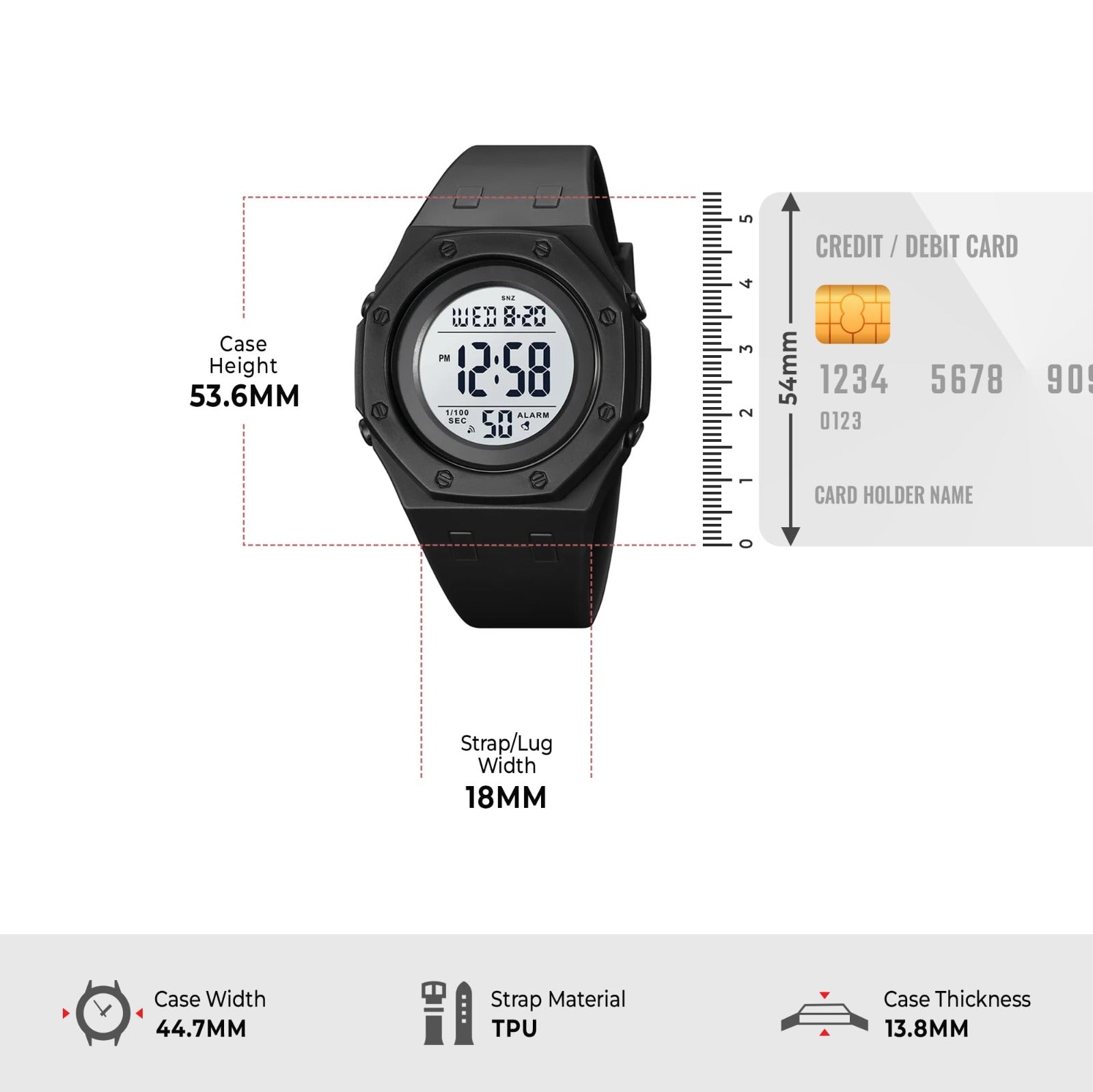 Skmei 2048 Digital Sports Watch - black/white image 5
