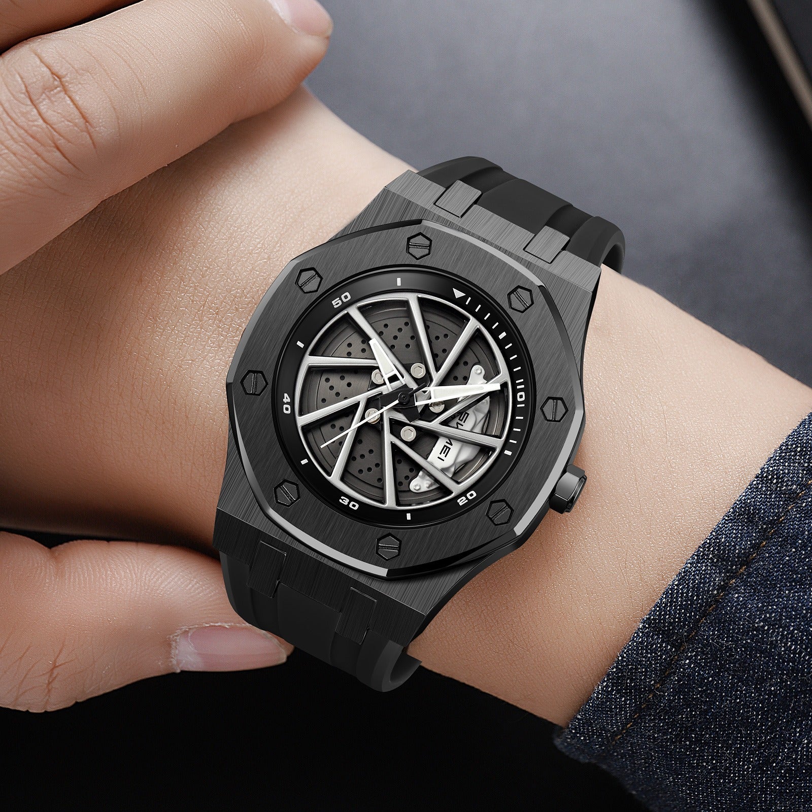 SKMEI - 2359 - Rotating Wheel Sports Edition Watch - black-silical gel image 3