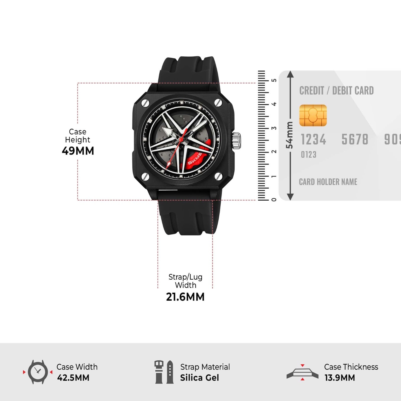 Skmei 2362 Trendy Wheel Spinner Quartz Silicon Strap - Black image 4