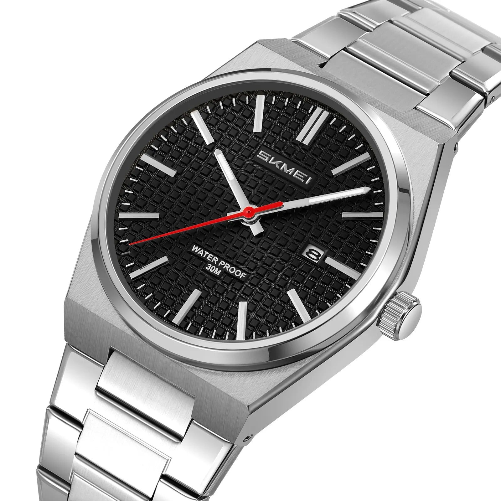 Skmei - 9396 - Premium Steel Analog Function Watch - silver-black image 0