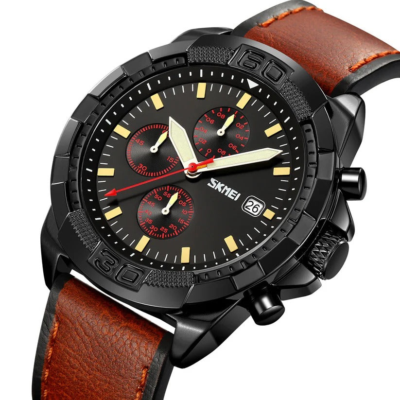 SKMEI - 9347 - Chronograph High Quality Luxury Watch - Brown/Black image 0