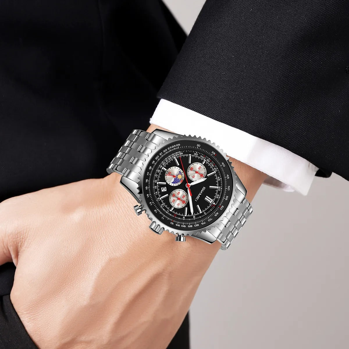 Skmei – 9348 – Executive Chronograph Watch – Black image 2