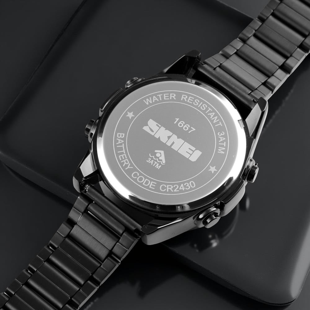 SKMEI - 1667 - Qibla Azan Time Reminder Prayer Watch - Black/black image 2