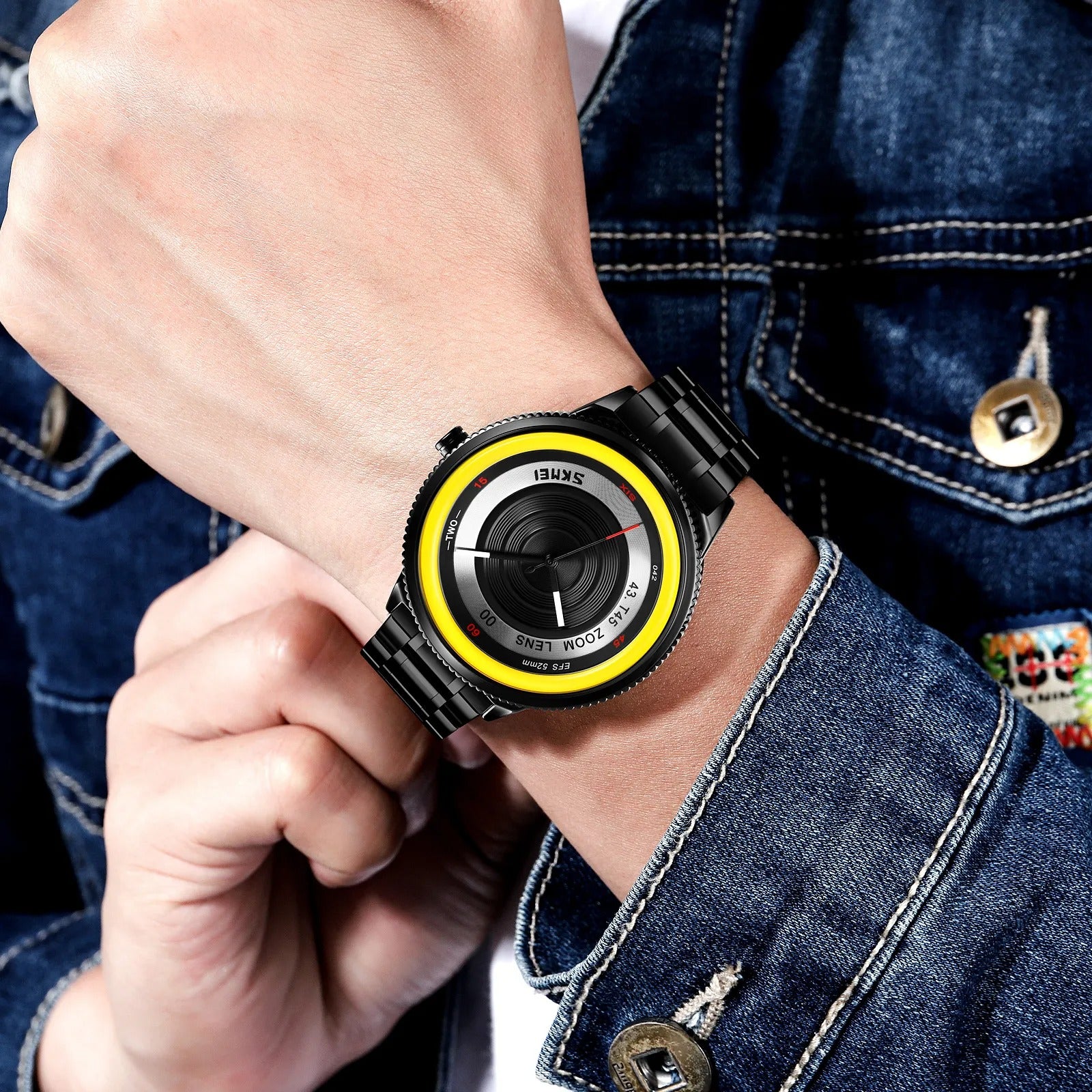 SKMEI - 9267 - Camera Lens Inspired Unique Wristwatch - yellow image 2