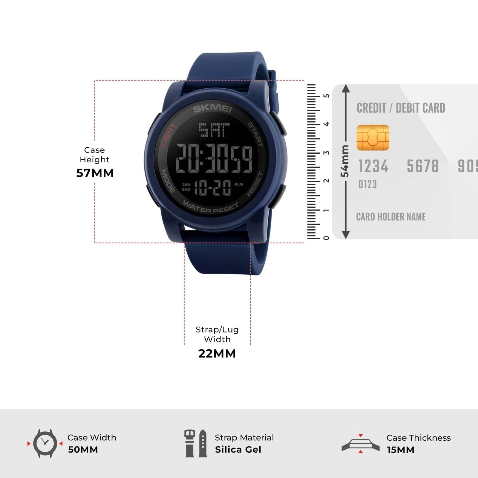 SKMEI - 1257 - Digital Dial Silica Gel Strap Watch for Men - blue image 4