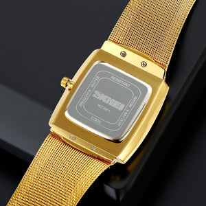 SKMEI - 9311 - Elegant Square Quartz Mesh Edition Watch - gold/black image 2