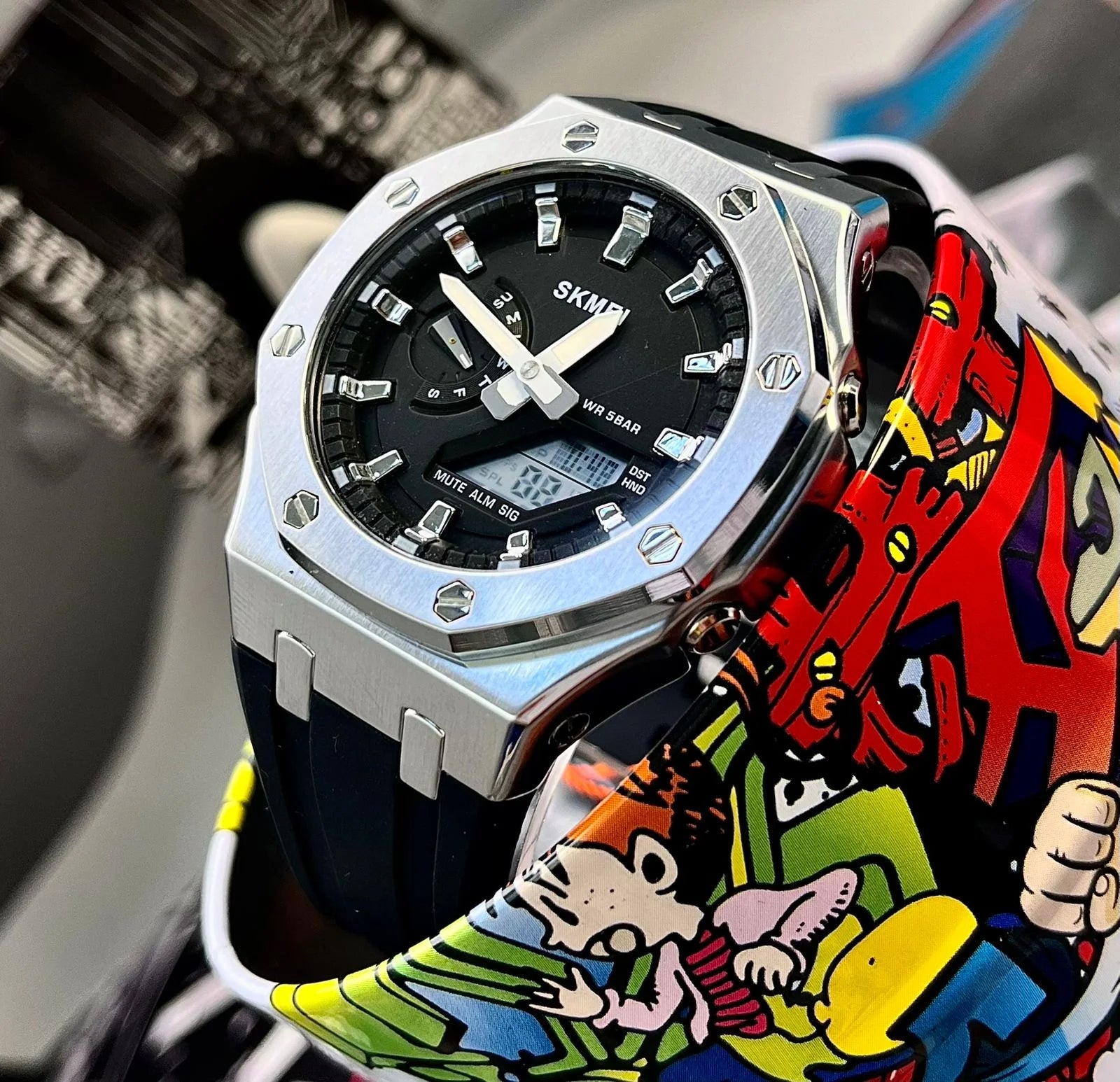 Skmei - 2243 - World time 50 Timezone- Silver/Black image 3