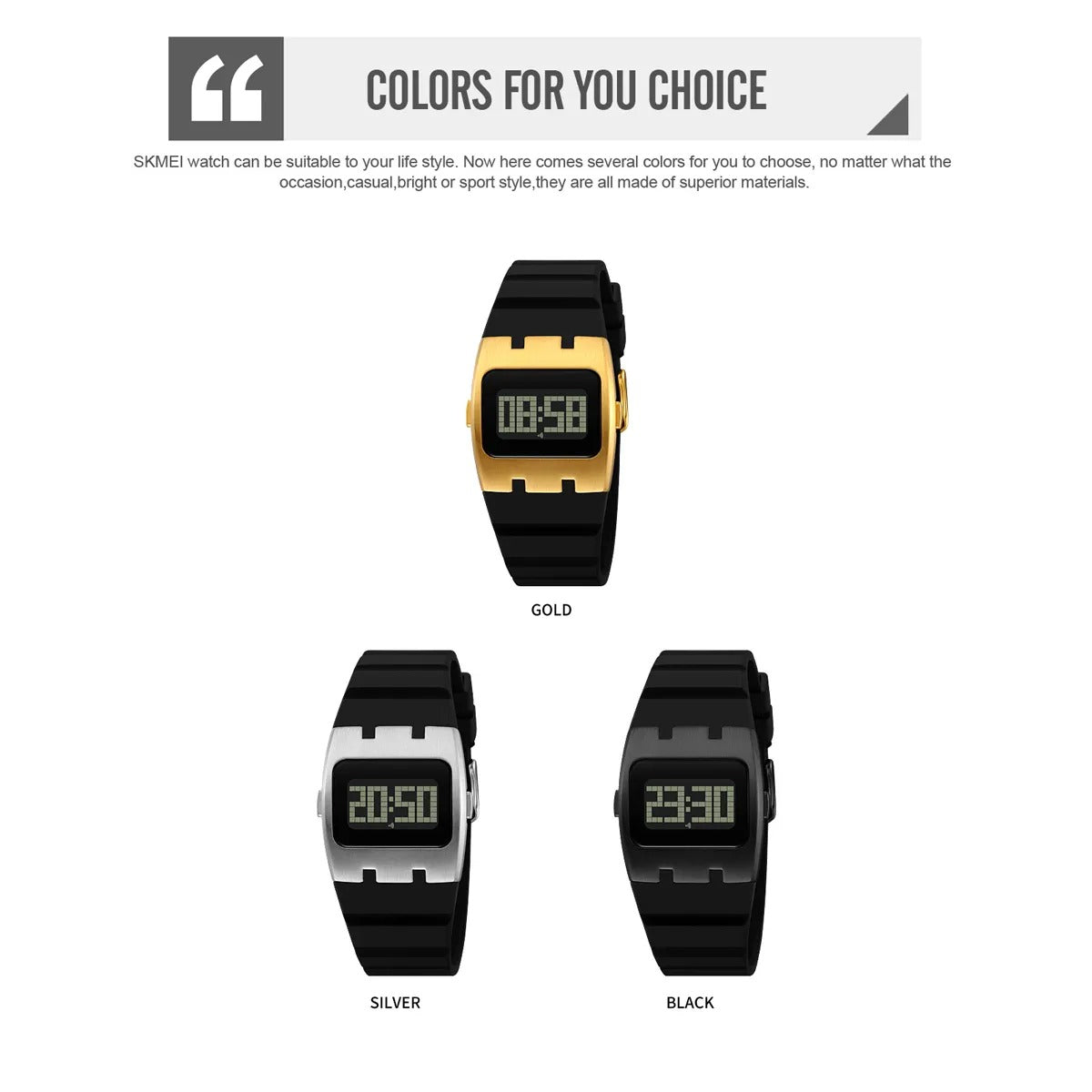 SKMEI 2415 Compact Digital Silicone Strap Watch - Gold image 4